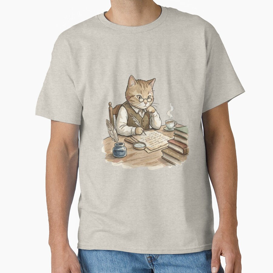 Scholarly Dark Academia: Manuscript Translation Cat by bapupa T-Shirts, Hoodie, Sweatshirt | BlankRebels.com (Image 1)