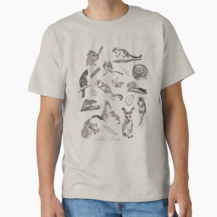 Southern Forest Fauna in grey by Jodie Quinn T-Shirts, Hoodie, Sweatshirt | BlankRebels.com (Image 1)