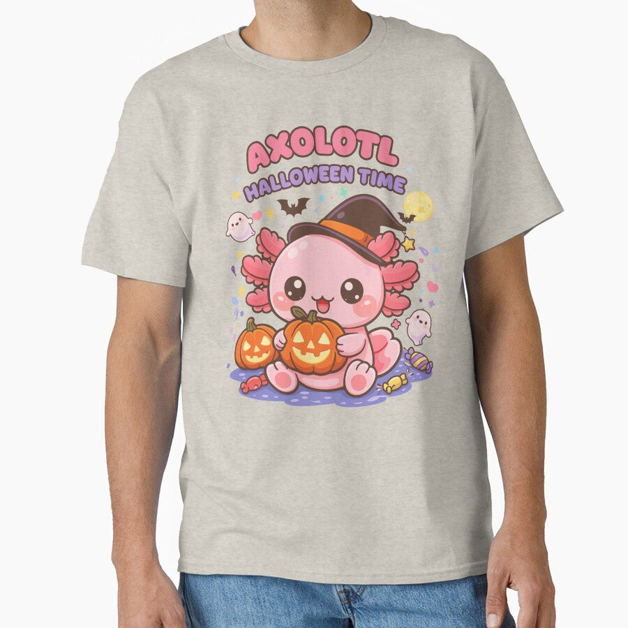 Copy of Cute Axolotl Halloween in Kawaii Funny Music Style by Sitchko T-Shirts, Hoodie, Sweatshirt (Image 1)