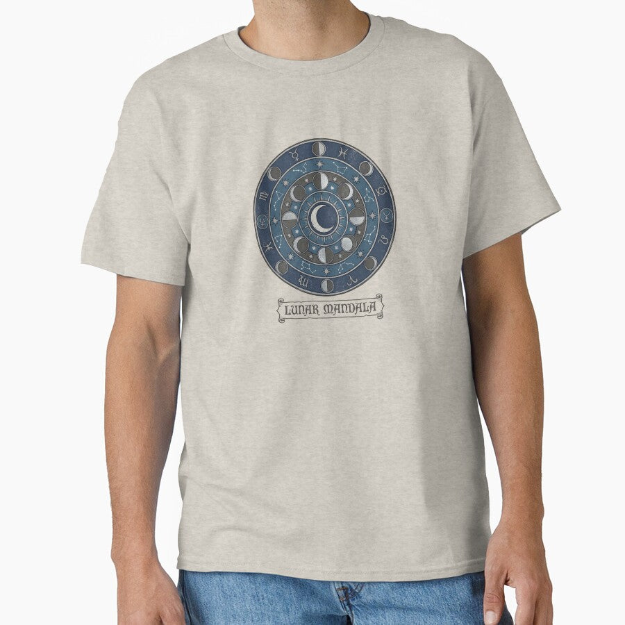 Lunar Mandala – Moon Phases & Zodiac Wheel Mystic Design by Afridi Art House T-Shirts, Hoodie, Sweatshirt (Image 1)