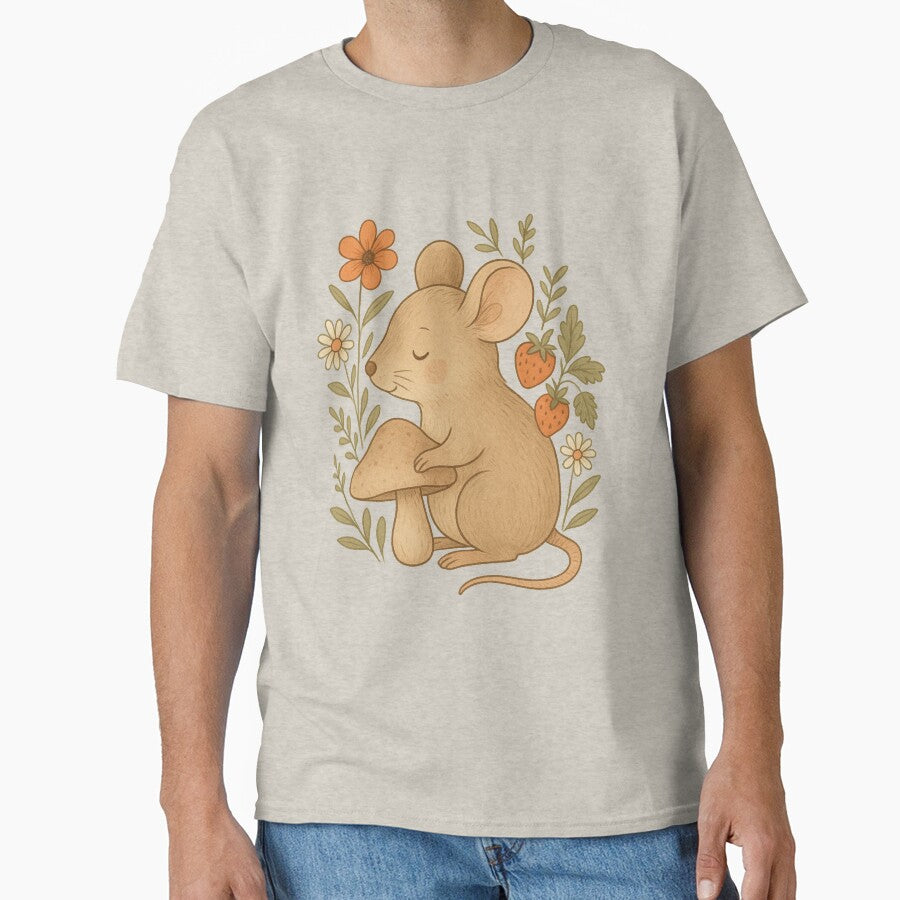 Cottagecore Mouse With Mushroom by johndesignwaves T-Shirts, Hoodie, Sweatshirt | BlankRebels.com (Image 1)