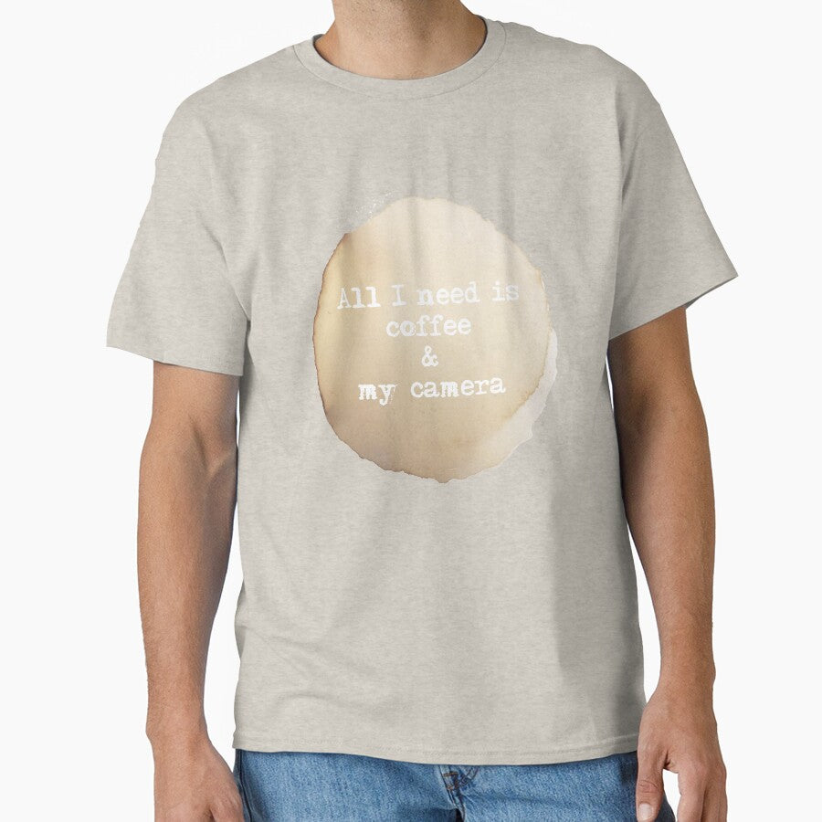All I Need Is Coffee and My Camera Coffee Stain T-Shirt | Hoodie by MonkeyPaper Sweatshirt | BlankRebels.com (Image 1)