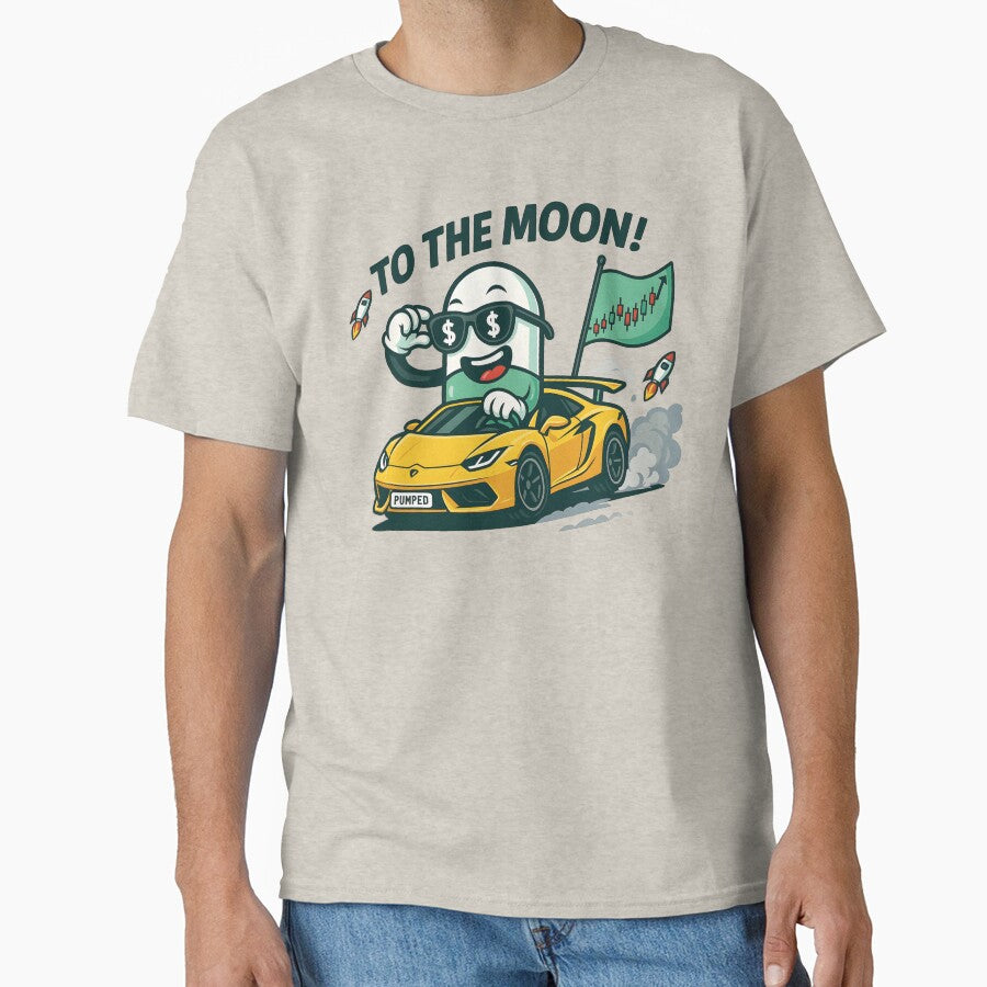 Lambo Pill Meme | Crypto Pump.fun Degen Cartoon by WAUZ T-Shirts, Hoodie, Sweatshirt | BlankRebels.com (Image 1)