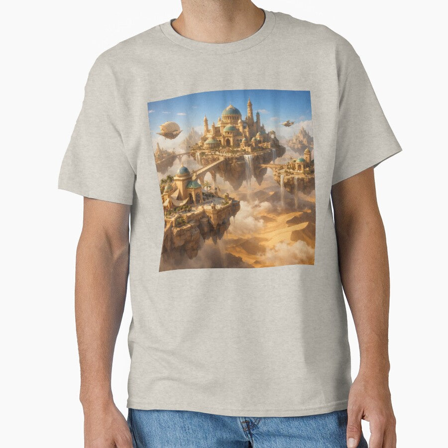 Floating Desert City – Magical Fantasy Cityscape Wall Art Above the Sands by Spiritveil