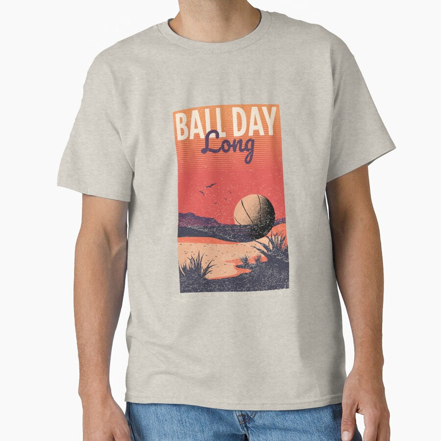 BALL DAY LONG vintage sunset beach-themed active t-shirt by LongVibes Hoodie, Sweatshirt | BlankRebels.com (Image 1)