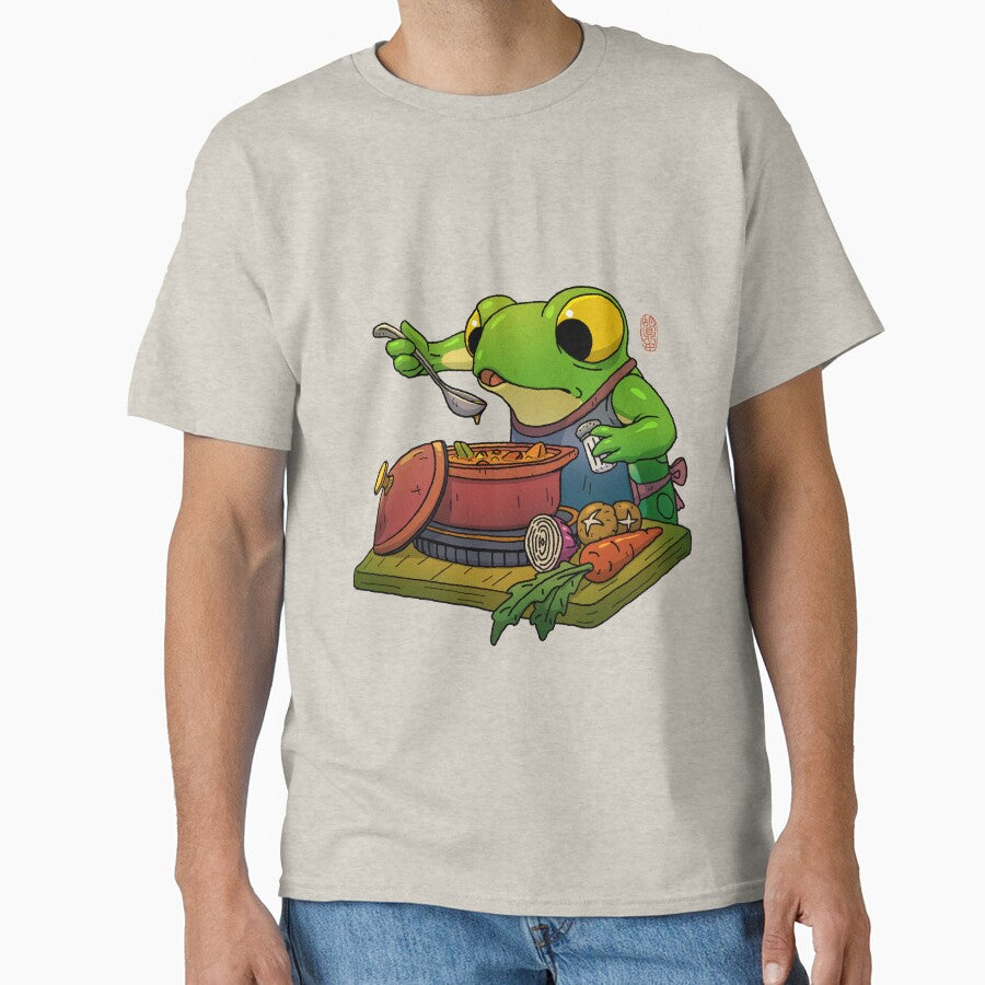 cute frog cooking stew soup stock artwork drawing by DingHuArt T-Shirts, Hoodie, Sweatshirt | BlankRebels.com (Image 1)