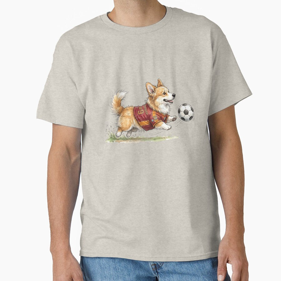 Cute Watercolor Corgi Puppy Soccer Player Number 9 Jersey by BreezifyDesignStudio