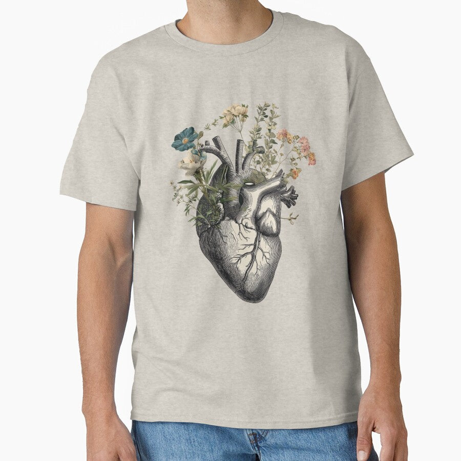 Anatomical heart with wildflowers, botanical medical illustration by BoxofMoments T-Shirts, Hoodie, Sweatshirt (Image 1)