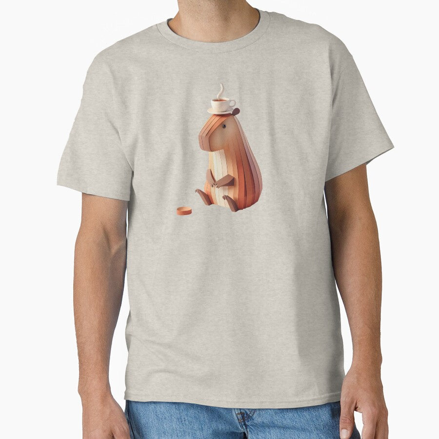 Cozy Coffee Capybara — Minimalist 3D Papercraft Art by purrsoul T-Shirts, Hoodie, Sweatshirt | BlankRebels.com (Image 1)