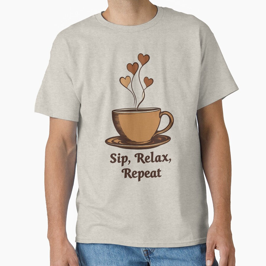 Sip, Relax, Repeat: Coffee Lover Heart Cup Design by BNCH44 T-Shirts, Hoodie, Sweatshirt | BlankRebels.com (Image 1)