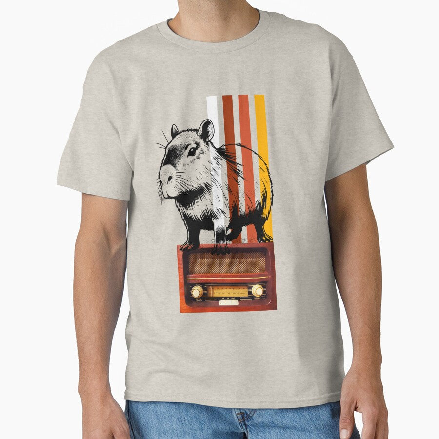 Retro Capybara Vibes – Vintage Radio & 70s Groovy Aesthetic by MarcelooArt T-Shirts, Hoodie, Sweatshirt (Image 1)