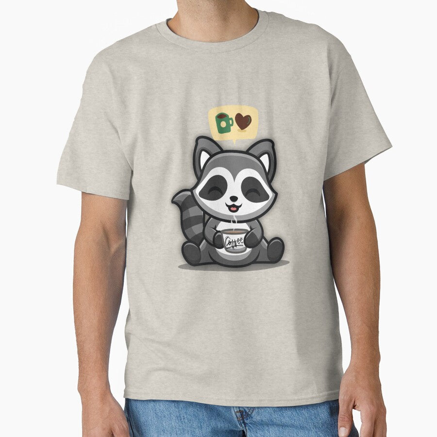Raccoon drinking coffee by amaria56 T-Shirts, Hoodie, Sweatshirt | BlankRebels.com (Image 1)
