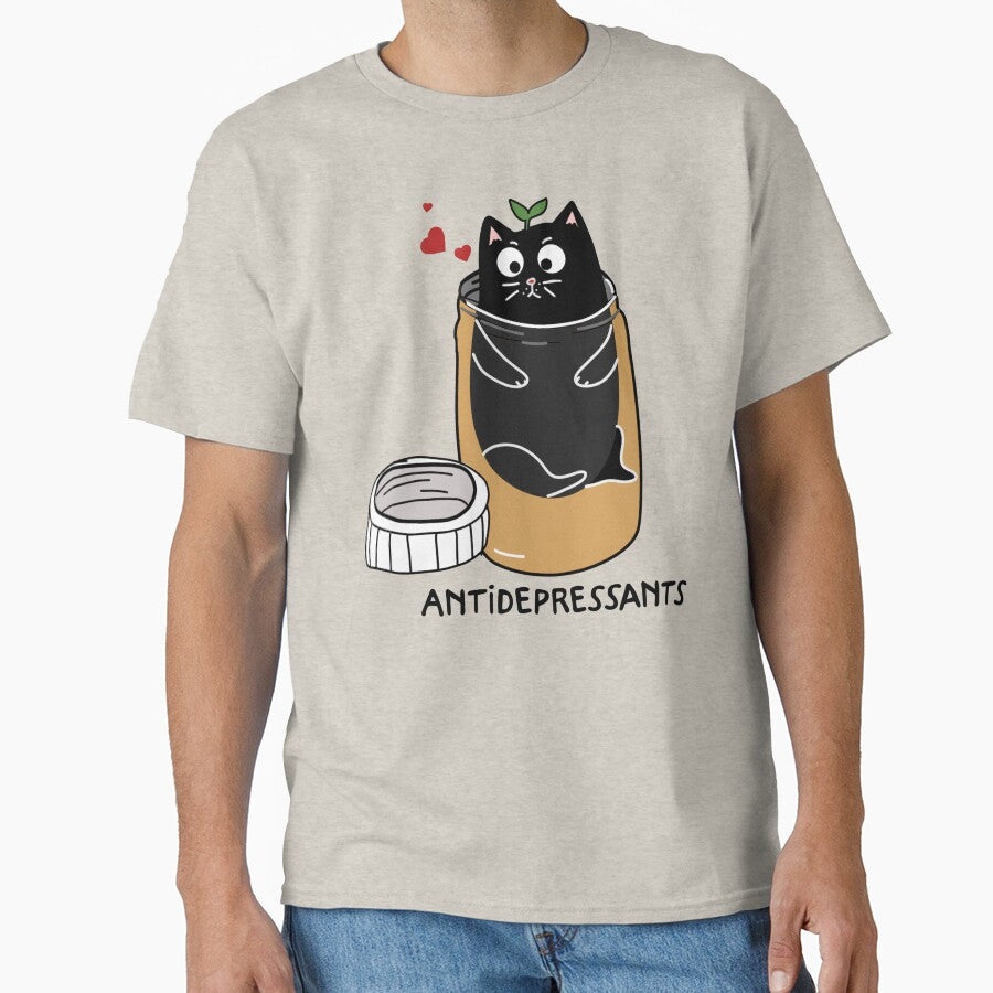 Funny black cat antidepressant by Acim0 T-Shirts, Hoodie, Sweatshirt | BlankRebels.com (Image 1)