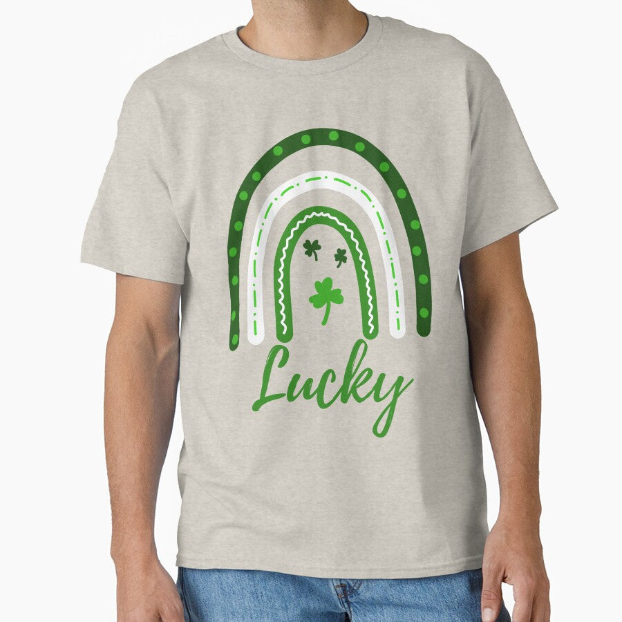 St. Patrick's Day Rainbow Shamrock T-Shirt for Women and Girls (Image 1)