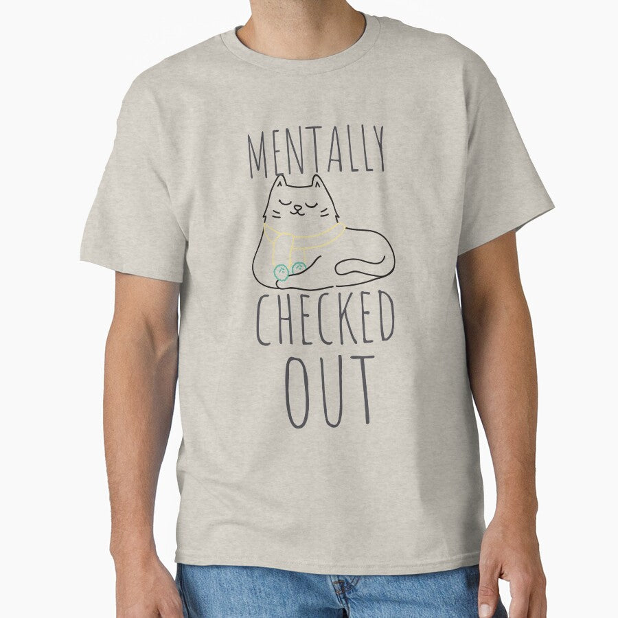 Mentally Checked Out Lounging Cat Black Design by SweetAndSpice T-Shirts, Hoodie, Sweatshirt | BlankRebels.com (Image 1)