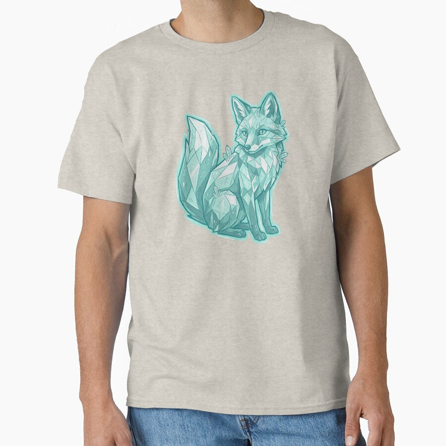 Crystal Fox Geometric Ice Animal Teal Gemstone by Magnificent Lizard T-Shirts, Hoodie, Sweatshirt | BlankRebels.com (Image 1)