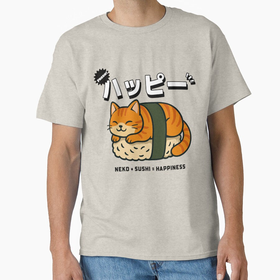 Neko + Sushi = Happiness by Honominu T-Shirts, Hoodie, Sweatshirt | BlankRebels.com (Image 1)