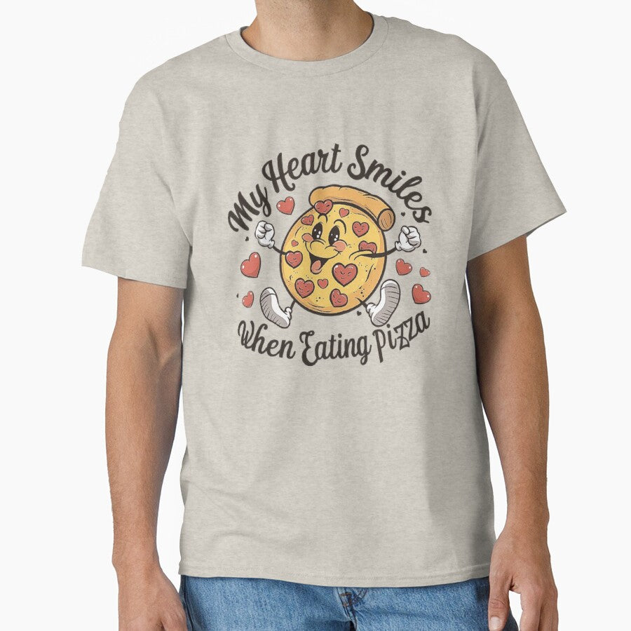 My Heart Smiles When Eating Pizza - Cute Pizza Lover Art by love3617 T-Shirts, Hoodie, Sweatshirt | BlankRebels.com (Image 1)