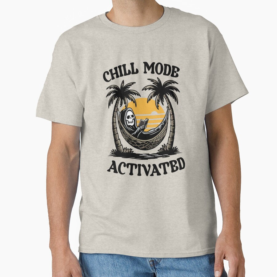 Funny death summer vibes - fun grim reaper - skeleton ironic chill shirt - funny quotes (Image 1)