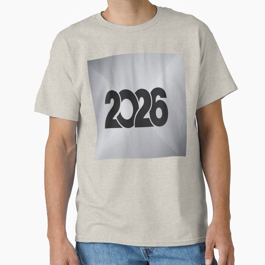 2026 Minimalist New Year Design – Modern Bold Typography Gift for Calendar Flip Fans by POD DYNASTY T-Shirts,... (Image 1)