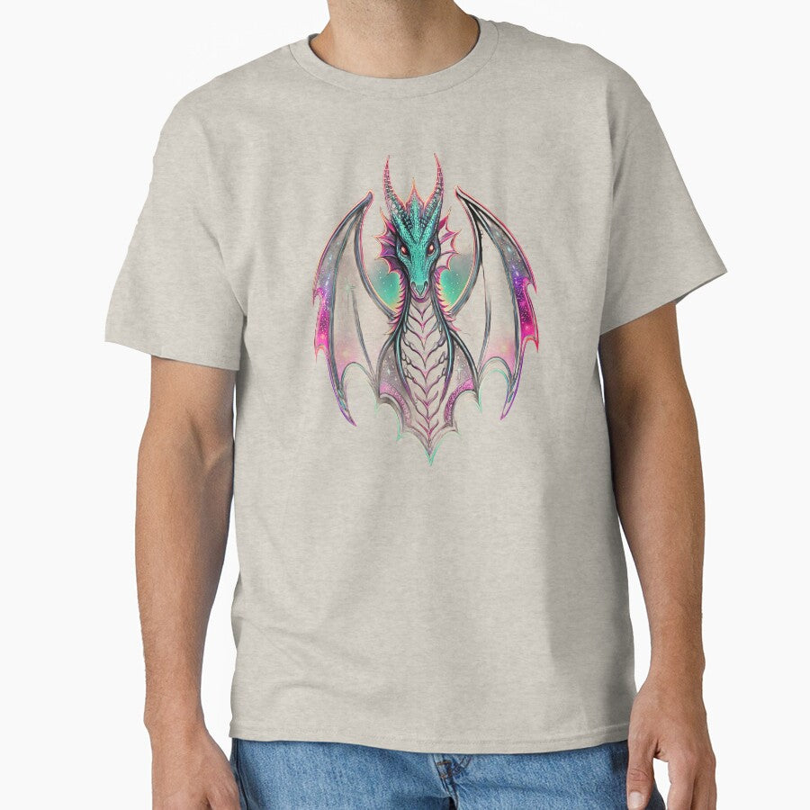 Cosmic Neon Dragon – Fantasy Celestial Dragon Art T-Shirt by Mousy17 Hoodie, Sweatshirt | BlankRebels.com (Image 1)