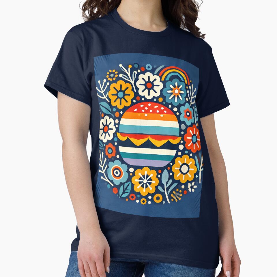 Scandinavian Folk Art Vibrant Burger and Folk Flowers by heidiannemorris © by FOLK ART FUSION by... (Image 2)