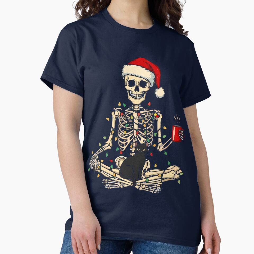 Merry Christmas Skull Santa Bones Holiday Scene by cosettacir6382 T-Shirts, Hoodie, Sweatshirt | BlankRebels.com (Image 2)