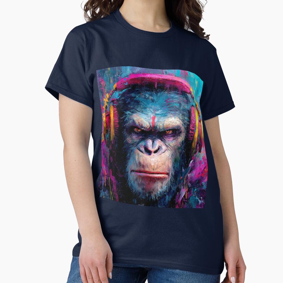 Stylish Dj Monkey Gloomy Ape With Headphones Art by GrinGalore T-Shirts, Hoodie, Sweatshirt | BlankRebels.com (Image 2)