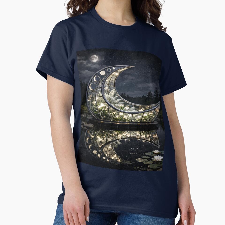Moon Phase Conservatory Art - Mystical Lunar Architecture Poster by LuxeBuzz T-Shirts, Hoodie, Sweatshirt (Image 2)