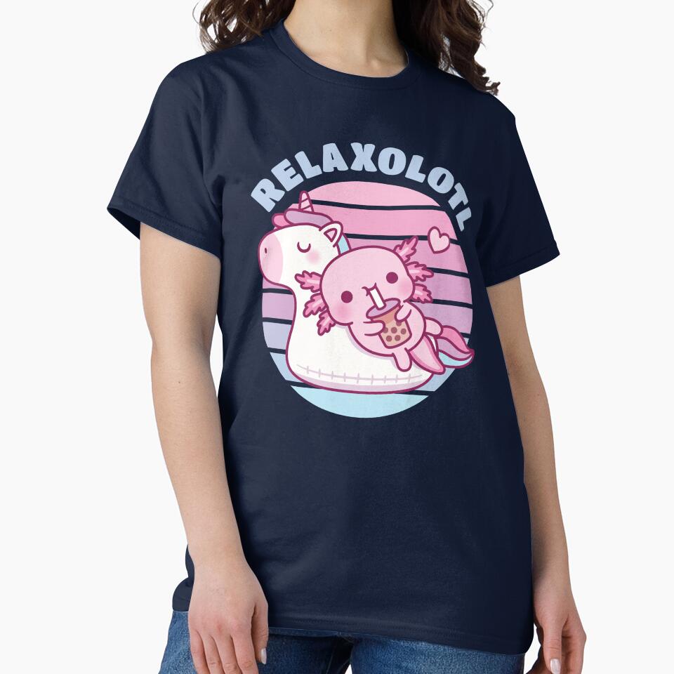 Cute Axolotl Chilling On Unicorn Pool Float Relaxolotl by rustydoodle