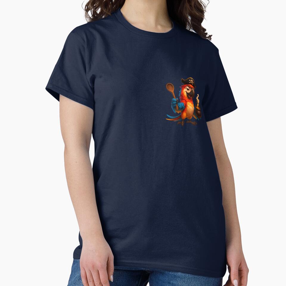 Pirate Parrot Chef T-Shirt – Colorful Macaw Apparel by MarandSviet Hoodie, Sweatshirt | BlankRebels.com (Image 2)
