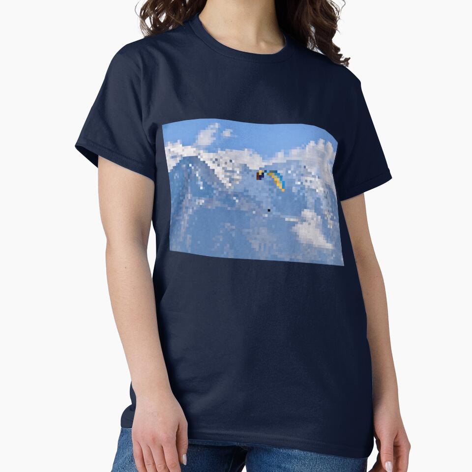 Pixelated Paraglider & Snowy Mountain Scene by Potato Quality Prints T-Shirts, Hoodie, Sweatshirt | BlankRebels.com (Image 2)