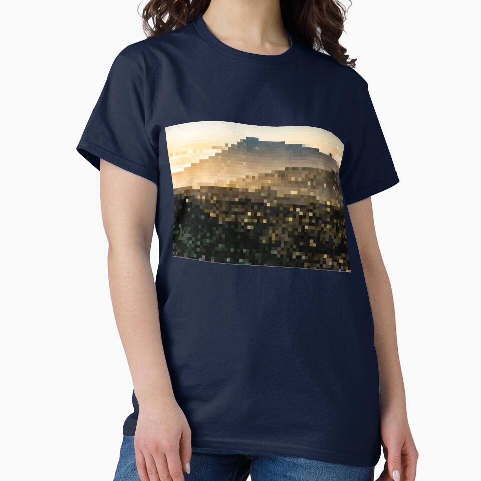 Pixelated Foggy Mountain Scene T-Shirts, Hoodie, Sweatshirt