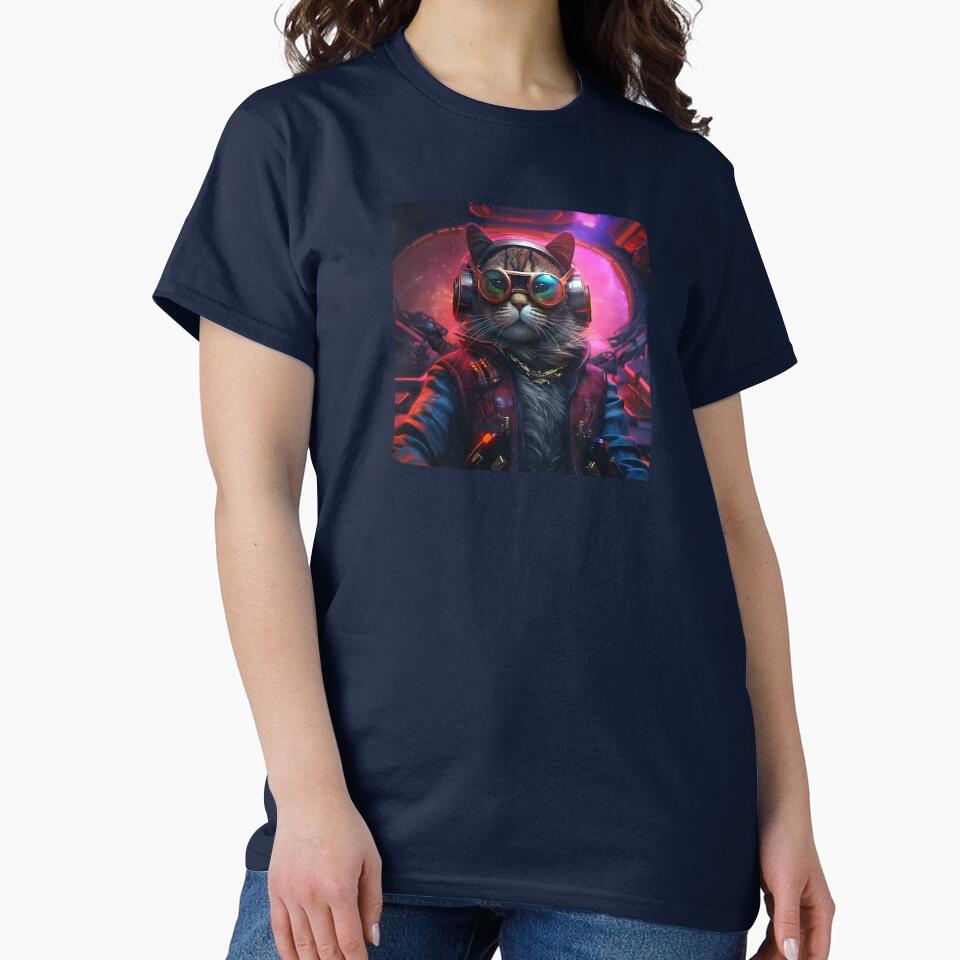 Cyberpunk Cat Glass Neon Meow Shaggy Town by GrinGalore T-Shirts, Hoodie, Sweatshirt | BlankRebels.com (Image 2)
