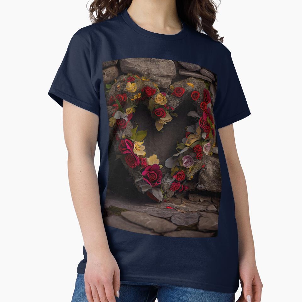 Floral Heart Ring Stone Wall 10 Both Vintage Modern Floral Wallpaper Background New 2023 T-Shirts, Hoodie, Sweatshirt
