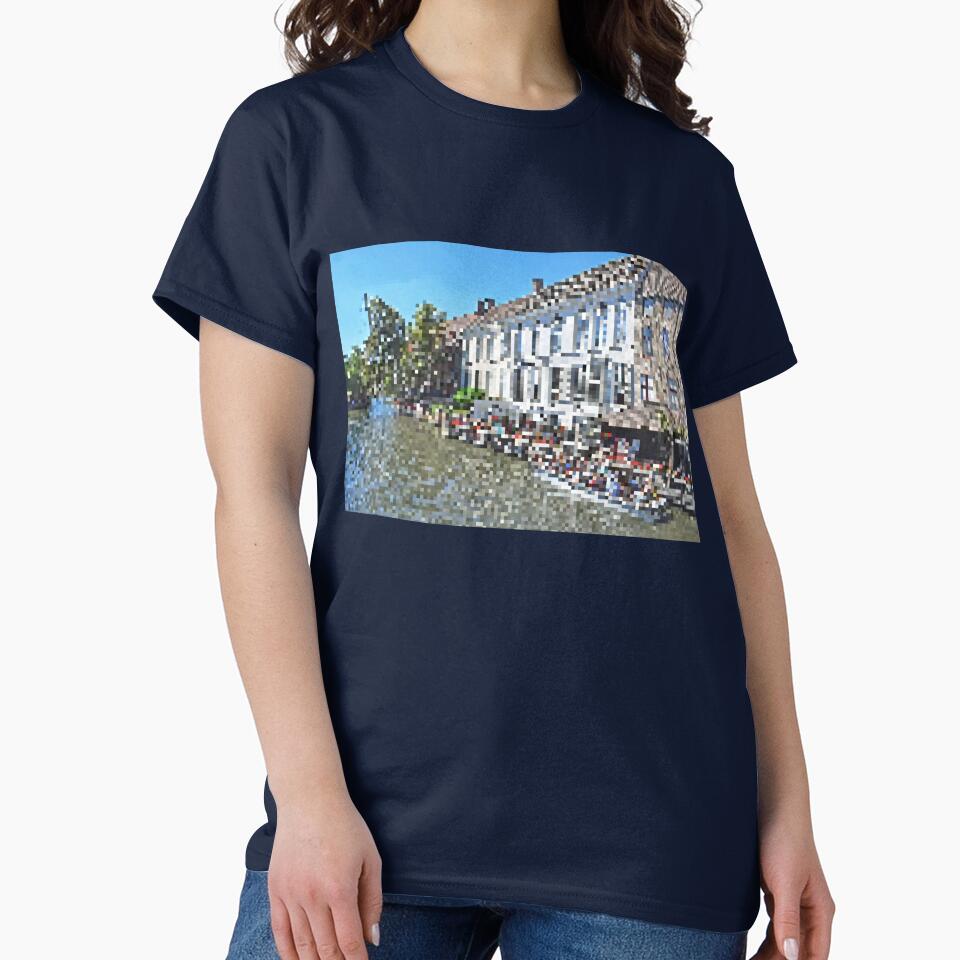 Pixelated Canal Lined Buildings Scene by Potato Quality Prints T-Shirts, Hoodie, Sweatshirt | BlankRebels.com (Image 2)