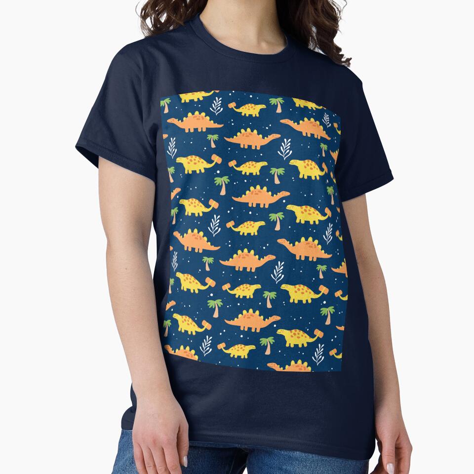 Cute Navy and Orange Dinosaur Pattern by cgroenewald T-Shirts, Hoodie, Sweatshirt | BlankRebels.com (Image 2)