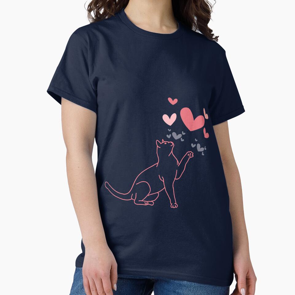 cute cat chasing hearts - sticker, T-shirt - Design Suitable for kids, Transparent Sticker, Glossy Sticker,... (Image 2)