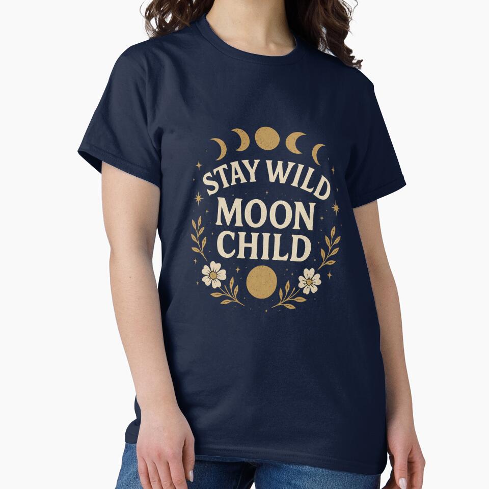 Stay Wild Moon Child – Boho Mystic Moon Phases Design 2 by Achily T-Shirts, Hoodie, Sweatshirt | BlankRebels.com (Image 2)