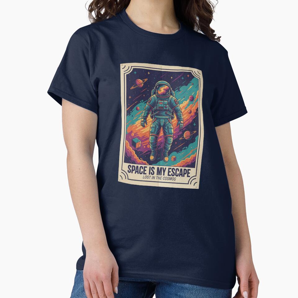 Retro Astronaut Space Escape Futuristic Vintage Poster by Dariusz.K T-Shirts, Hoodie, Sweatshirt | BlankRebels.com (Image 2)