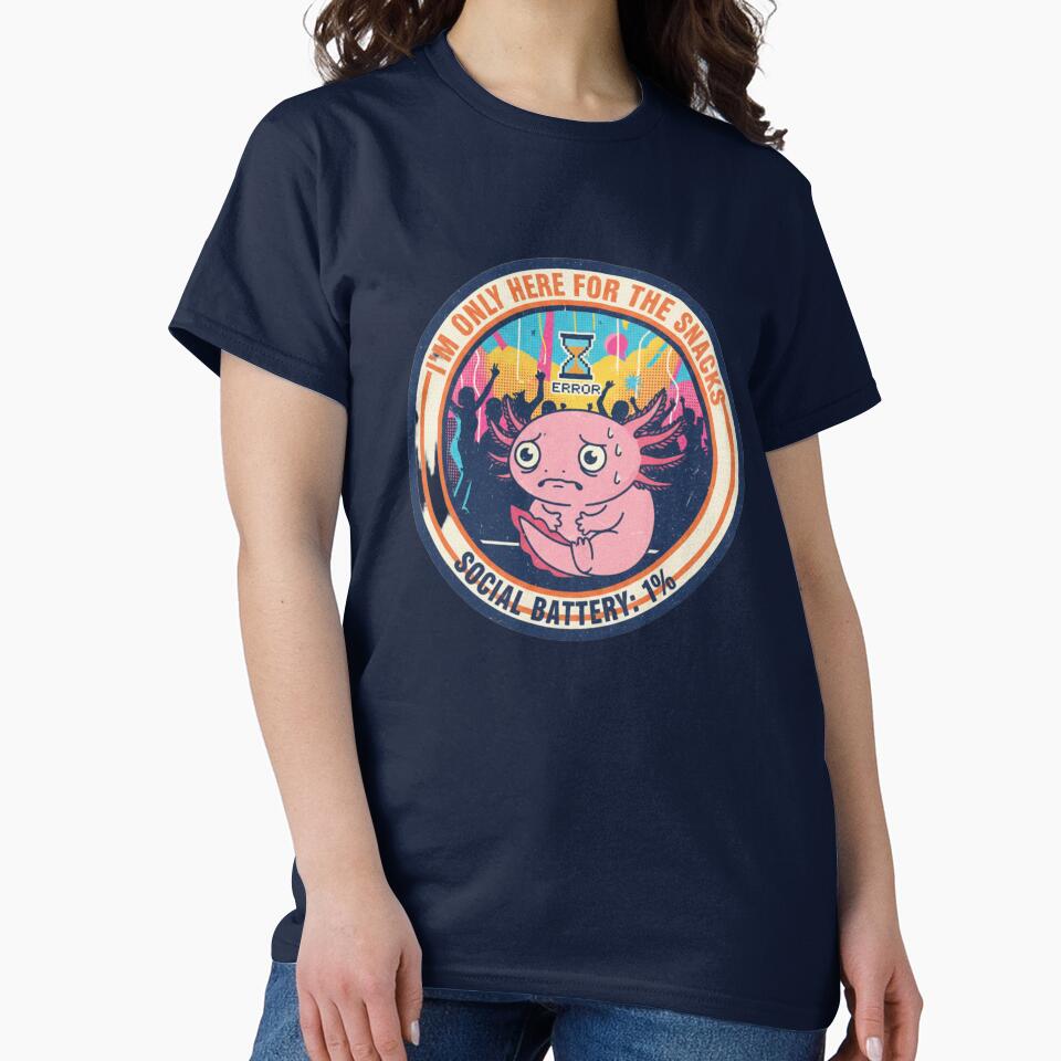 Social Battery 1 Percent Axolotl – Funny Introvert Party Anxiety 90s Vintage Graphic by FakeJoo T-Shirts,... (Image 2)