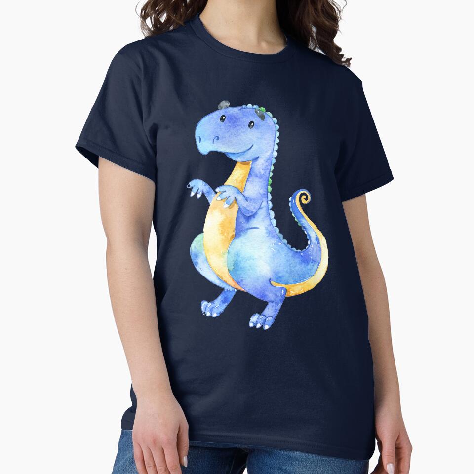 Blue Watercolor Dinosaur by madtoyman T-Shirts, Hoodie, Sweatshirt | BlankRebels.com (Image 2)