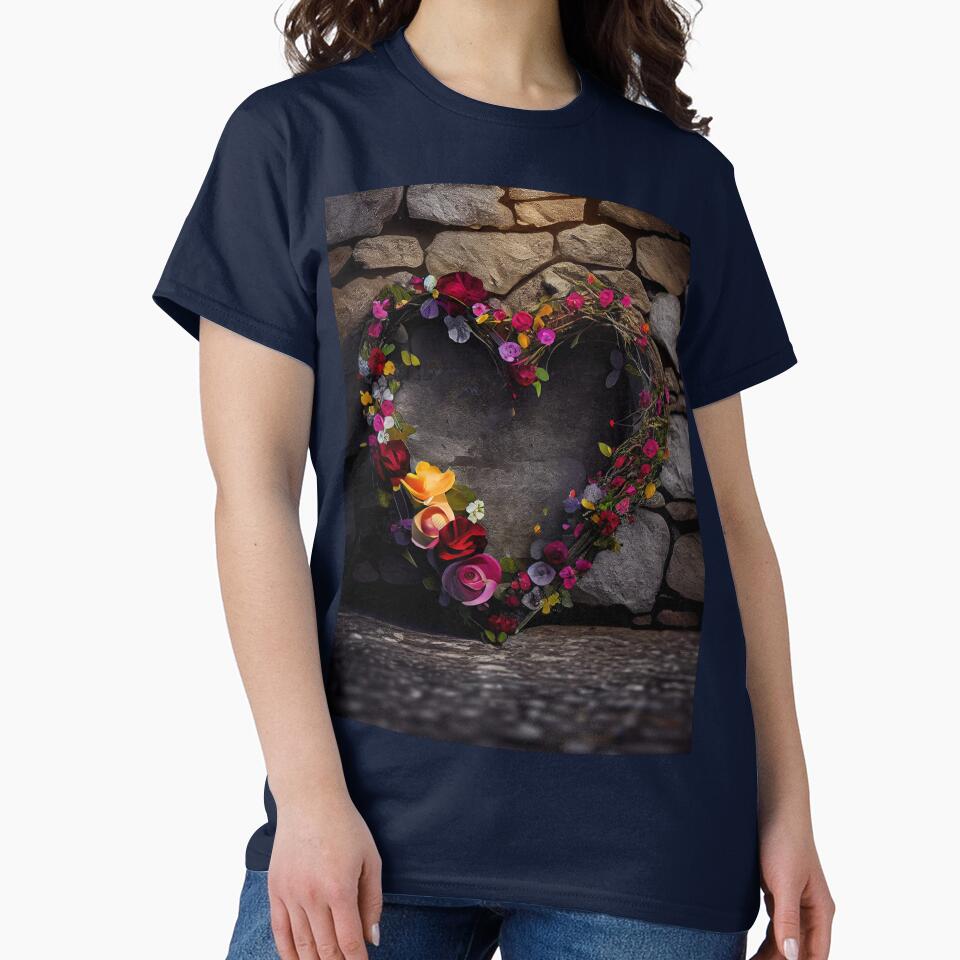 Floral heart ring design on a stone wall 6 both vintage and modern floral wallpaper background new for 2023 by... (Image 2)