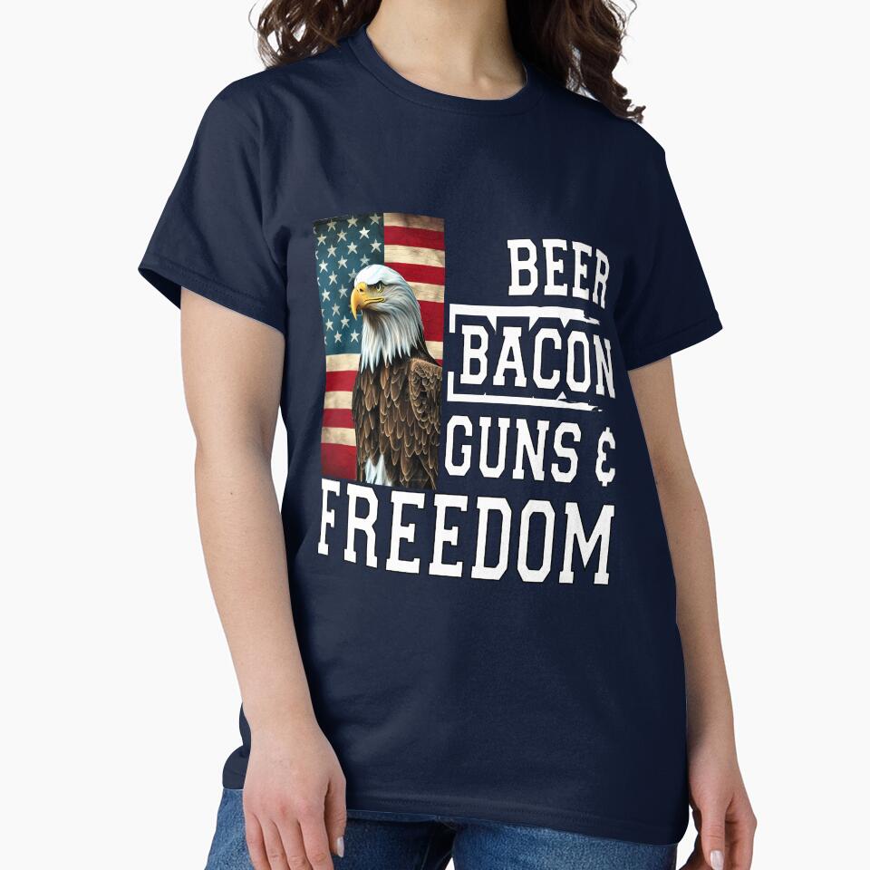 Beer Drinker Drinking Beer Bacon Guns & Freedom by fantasticdesign T-Shirts, Hoodie, Sweatshirt | BlankRebels.com (Image 2)