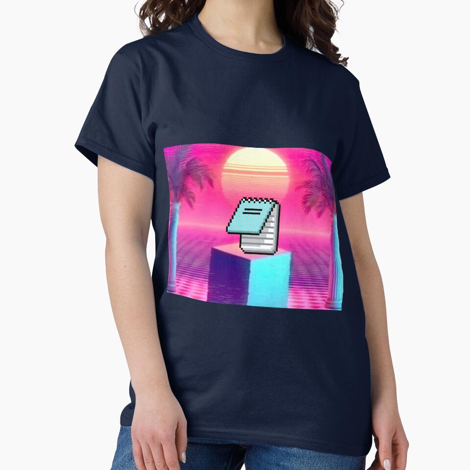 Vaporwave aesthetic - distorted columns, ferns, icon and sunset by analogsandpixel T-Shirts, Hoodie, Sweatshirt (Image 2)