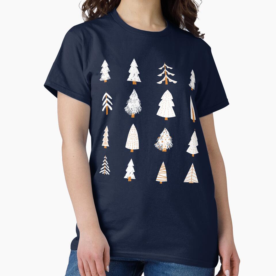 Christmas Tree Snow Covered White Christmas Holiday Bauble Forest Woodland Abstract Pine Fir T-Shirt Sweater... (Image 2)