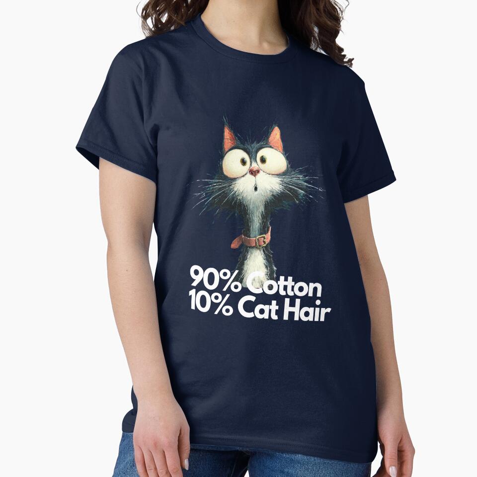 90% Cotton 10% Cat Hair Funny Cat T-Shirt Hoodie– Cute Feline Humor Gift for Cat Lovers by daila70 Sweatshirt (Image 2)