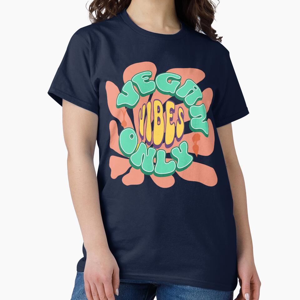 Vegan vibes only, retro text on retro flower by BritishDelights T-Shirts, Hoodie, Sweatshirt | BlankRebels.com (Image 2)