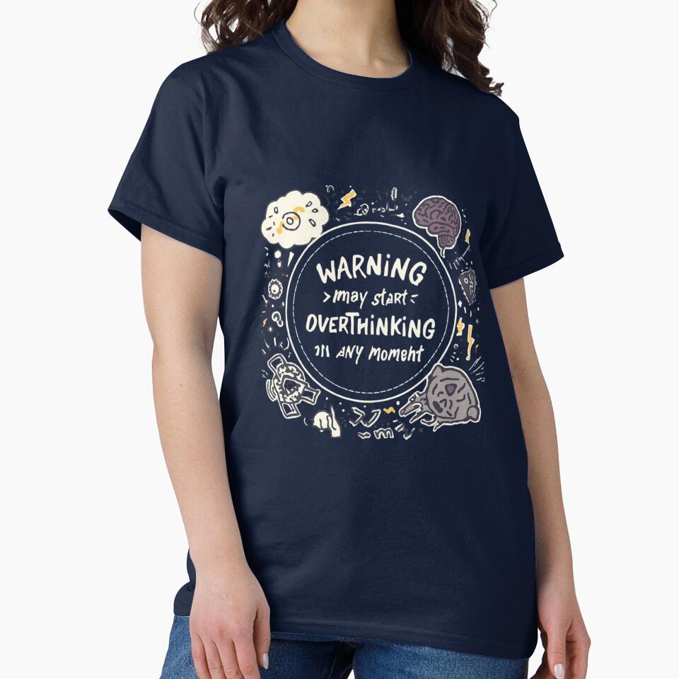 Warning May Start Overthinking T-Shirt – Funny Cat Mom Dad Gift, Anxiety Humor Tee by GAIDREDA Hoodie, Sweatshirt (Image 2)