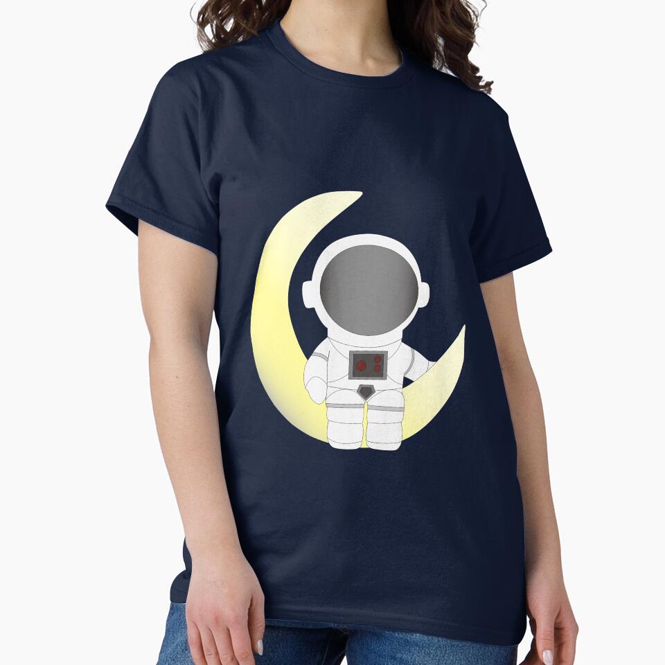 Cute astronaut sitting on the moon by Robloz T-Shirts, Hoodie, Sweatshirt | BlankRebels.com (Image 2)